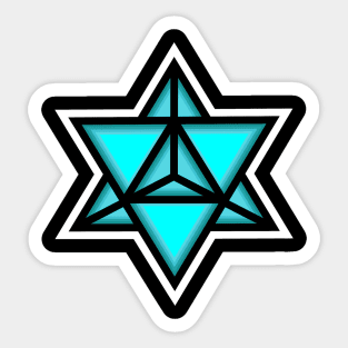 Merkaba Spiritual Symbol in Blue - Sacred Geometry Merkabah Shape - Merkaba Sticker